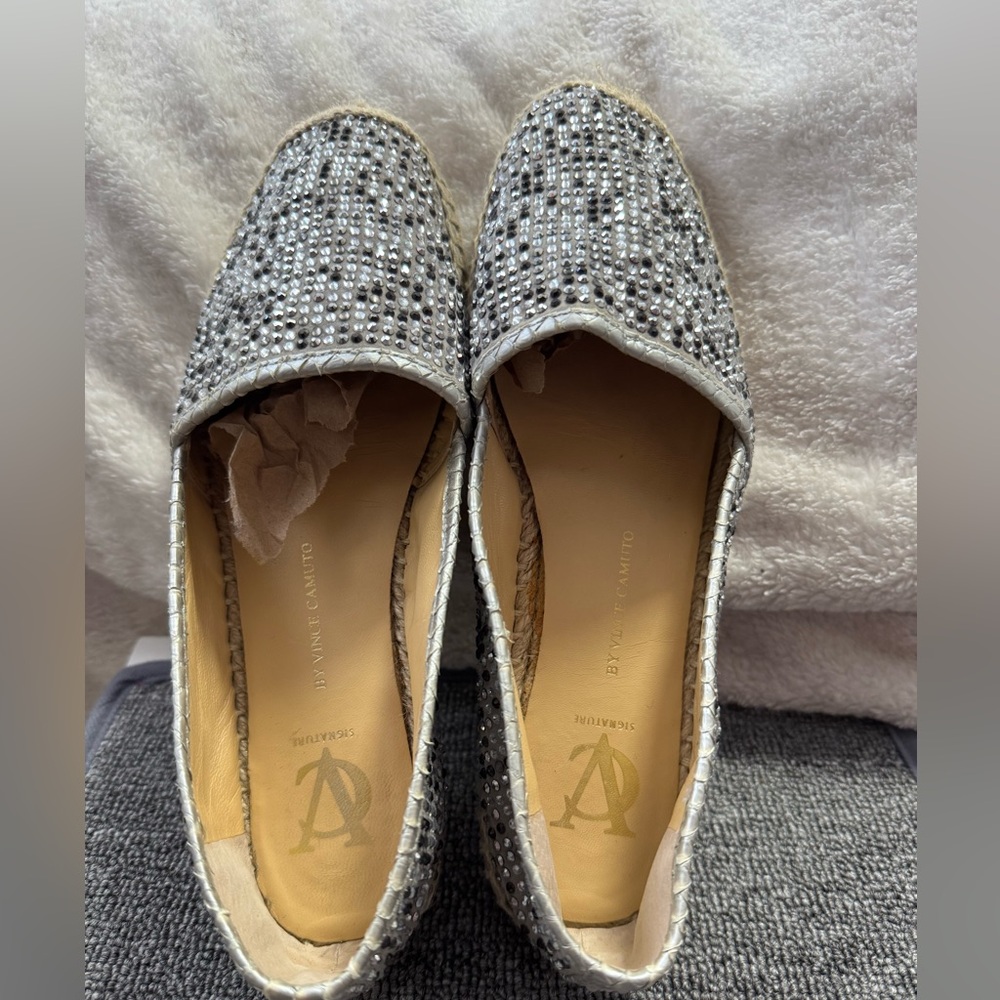 Vince Camuto Glittering Silver Flats